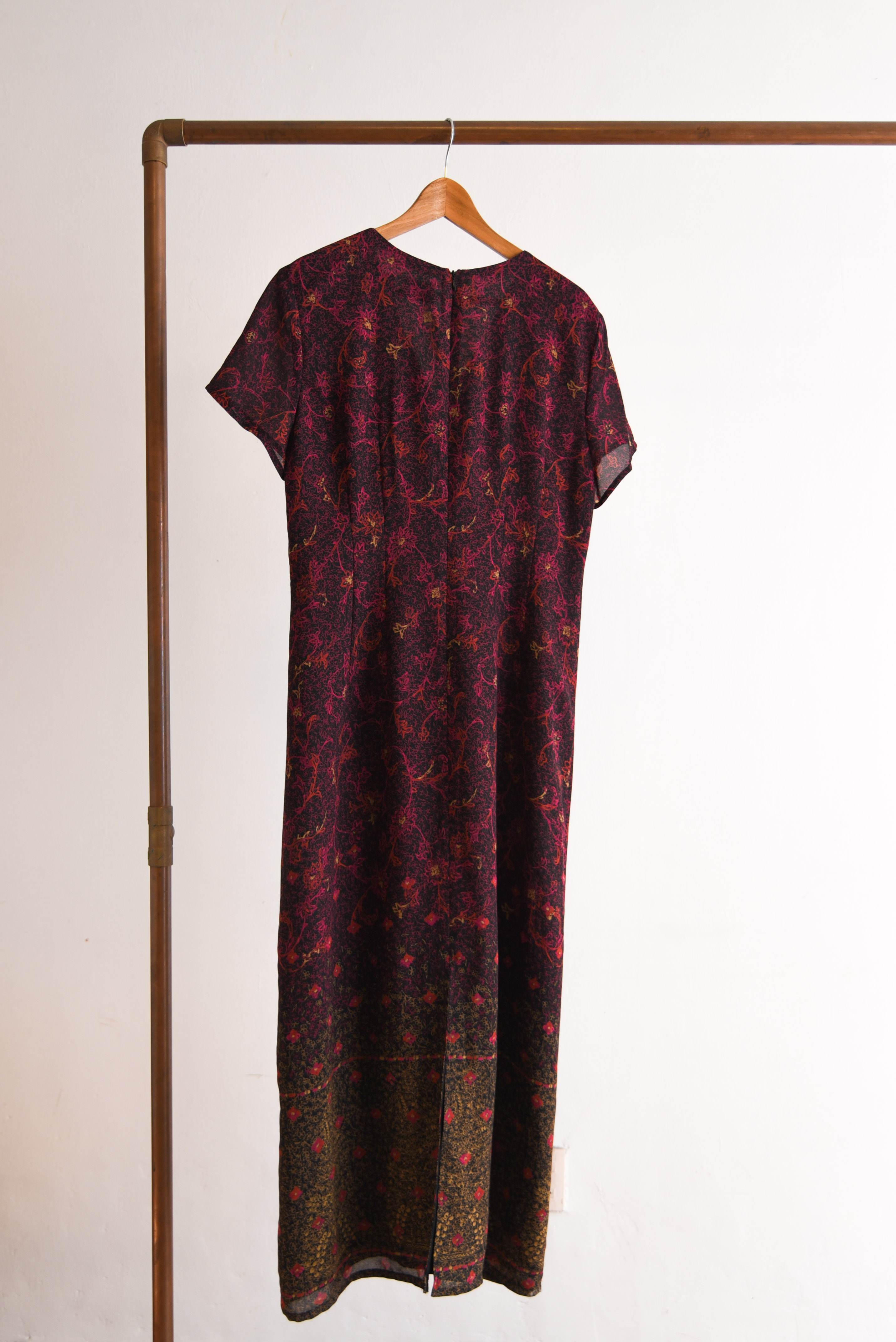 Maxi vestido burdeo otoñal