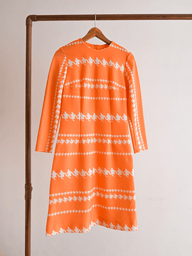 Vestido naranjo 70s pata de gallo