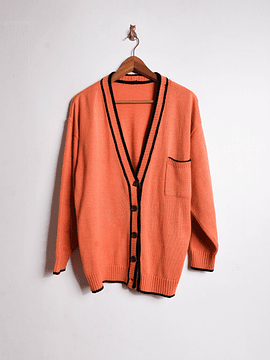 Cardigan naranjo y negro botones