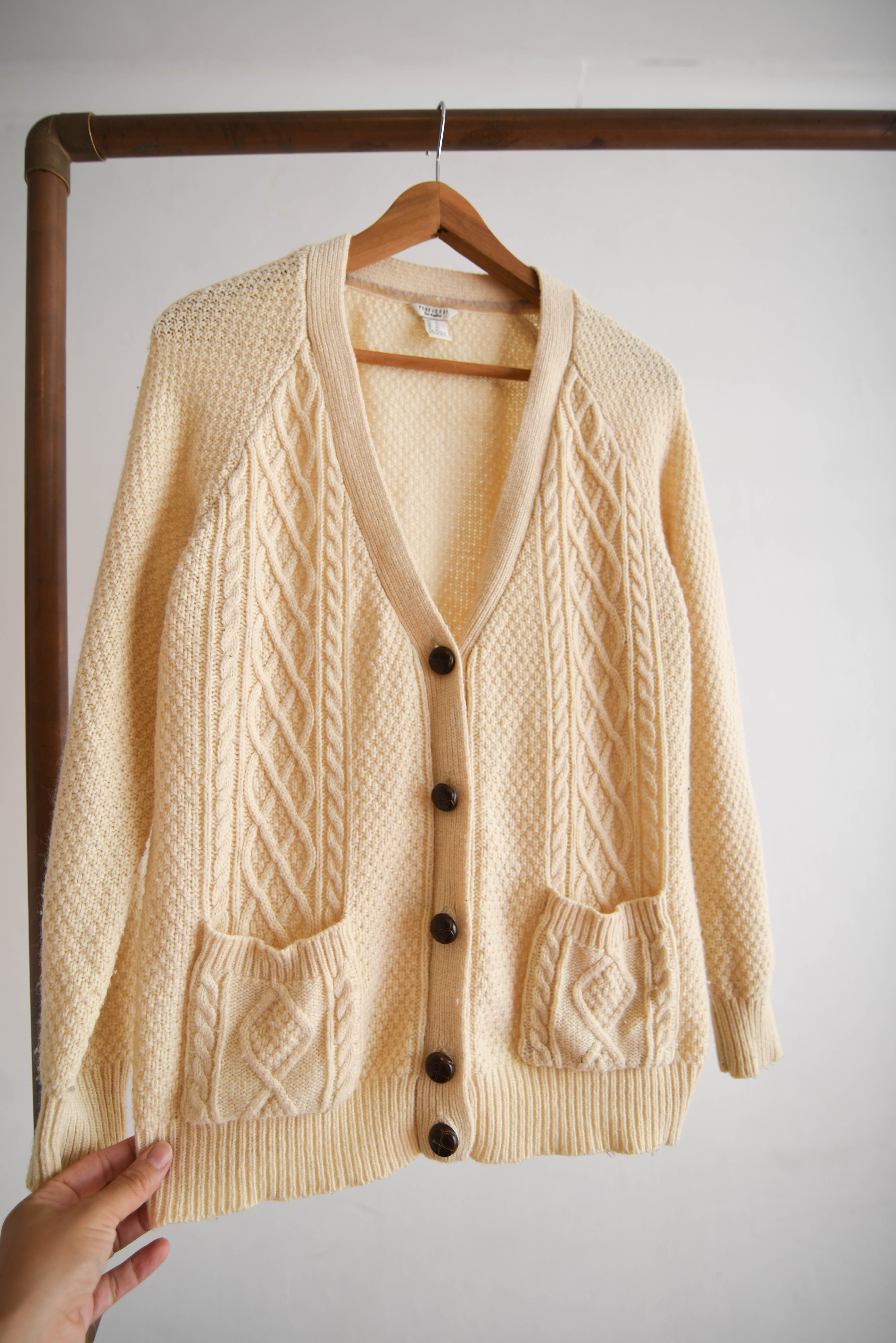 Cardigan marfil trenzado