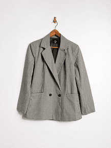 Blazer café gingham cruzado
