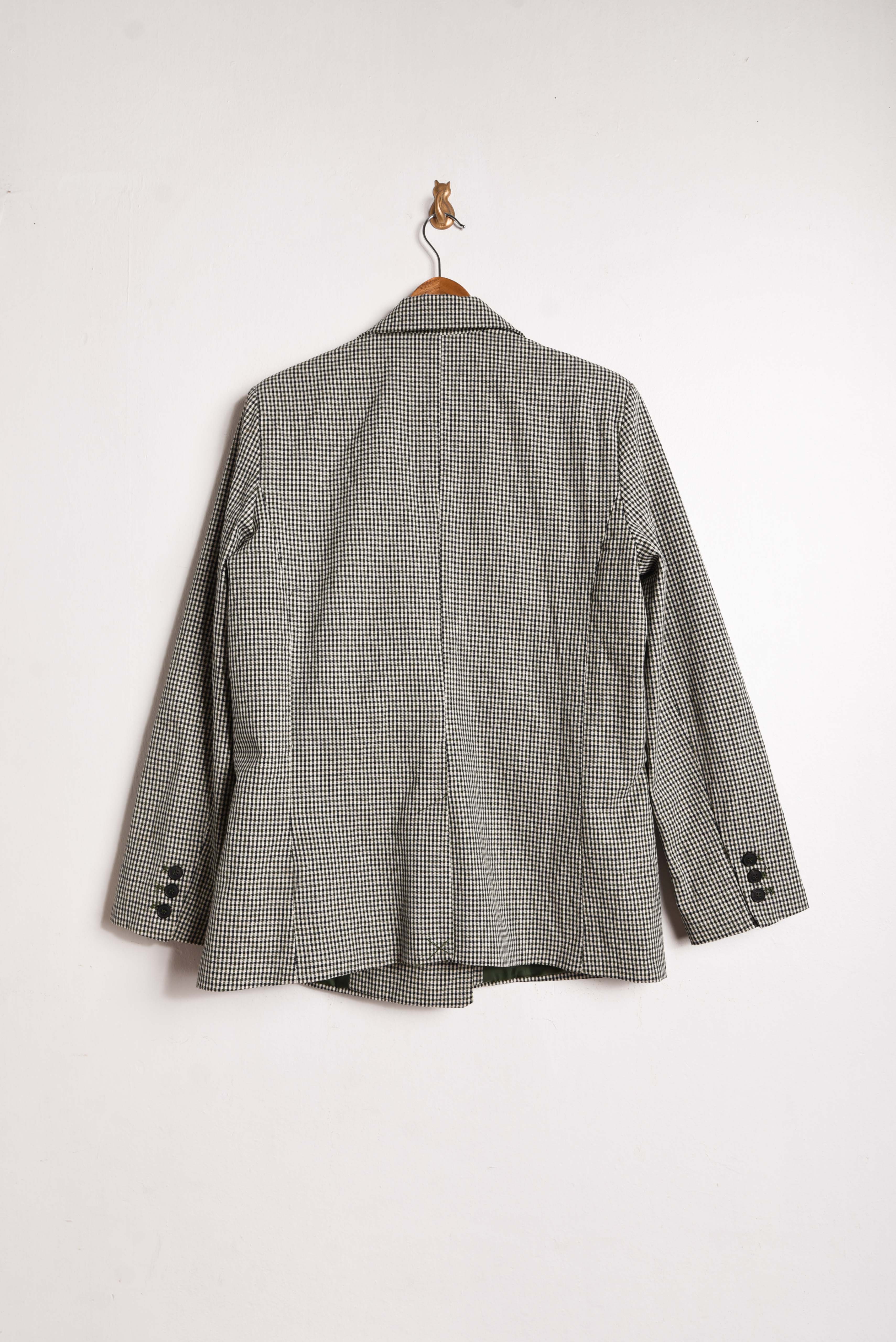 Blazer café gingham cruzado