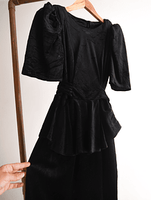 Vestido party black velvet 80s