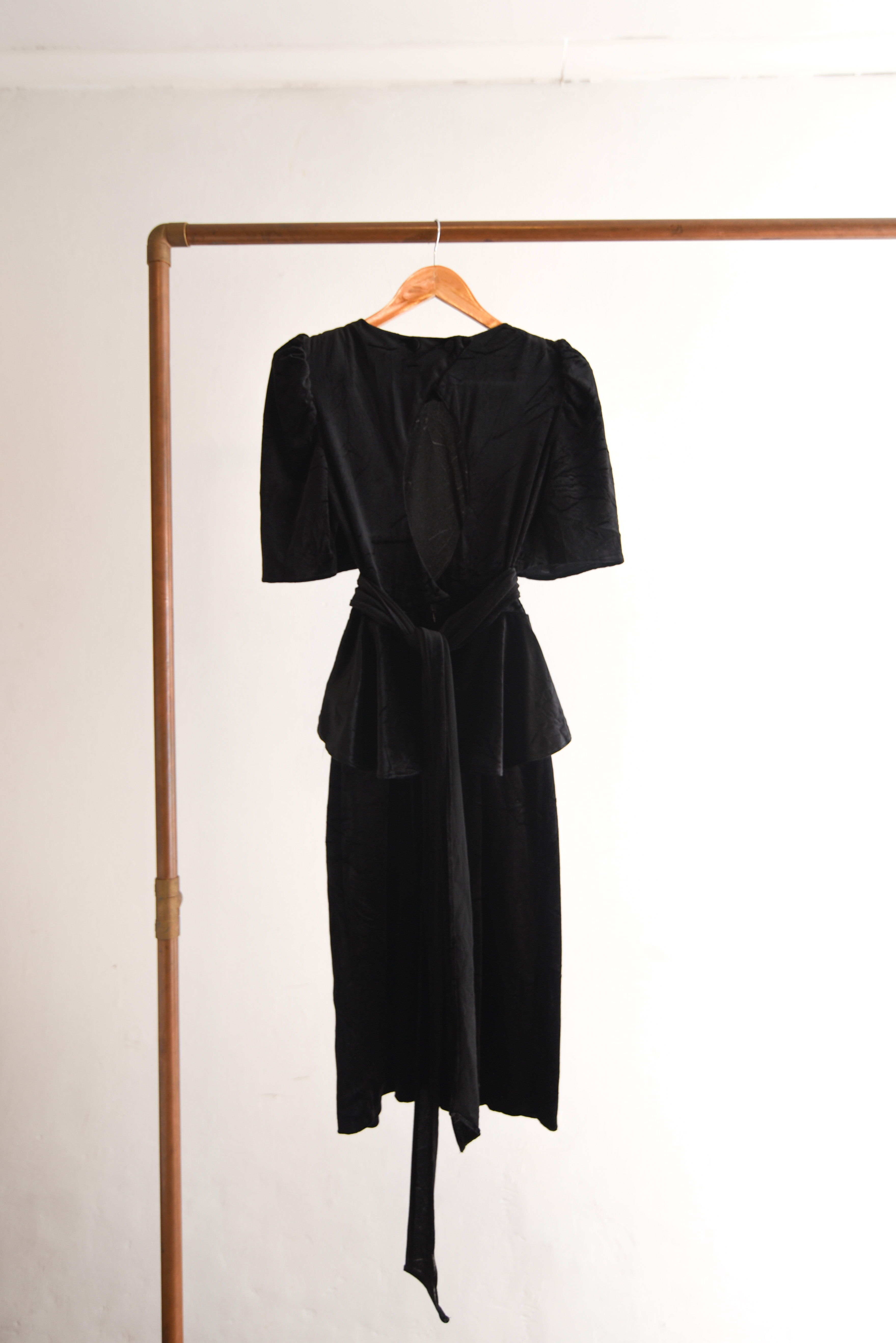 Vestido party black velvet 80s