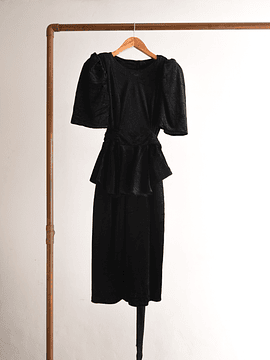Vestido party black velvet 80s