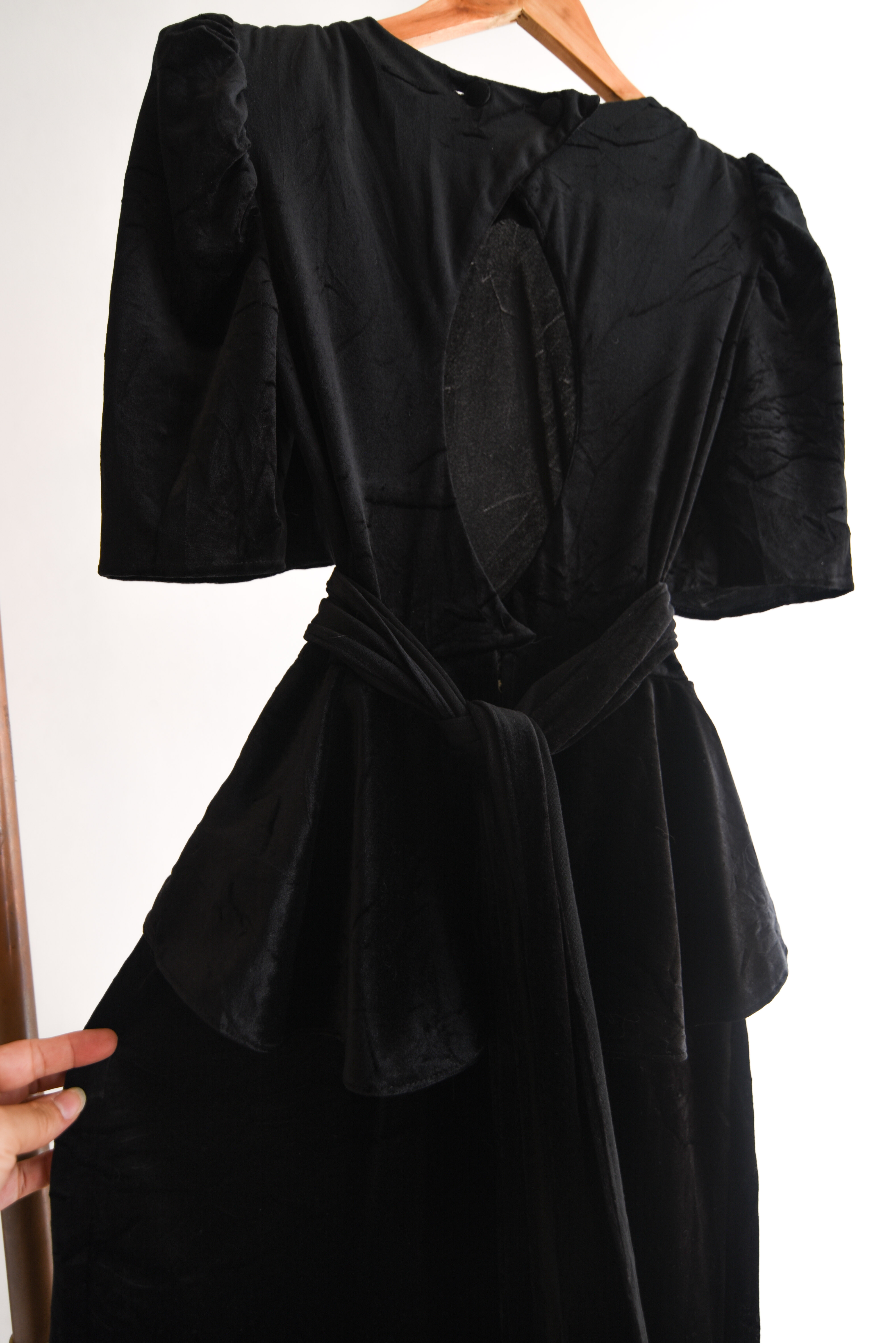 Vestido party black velvet 80s