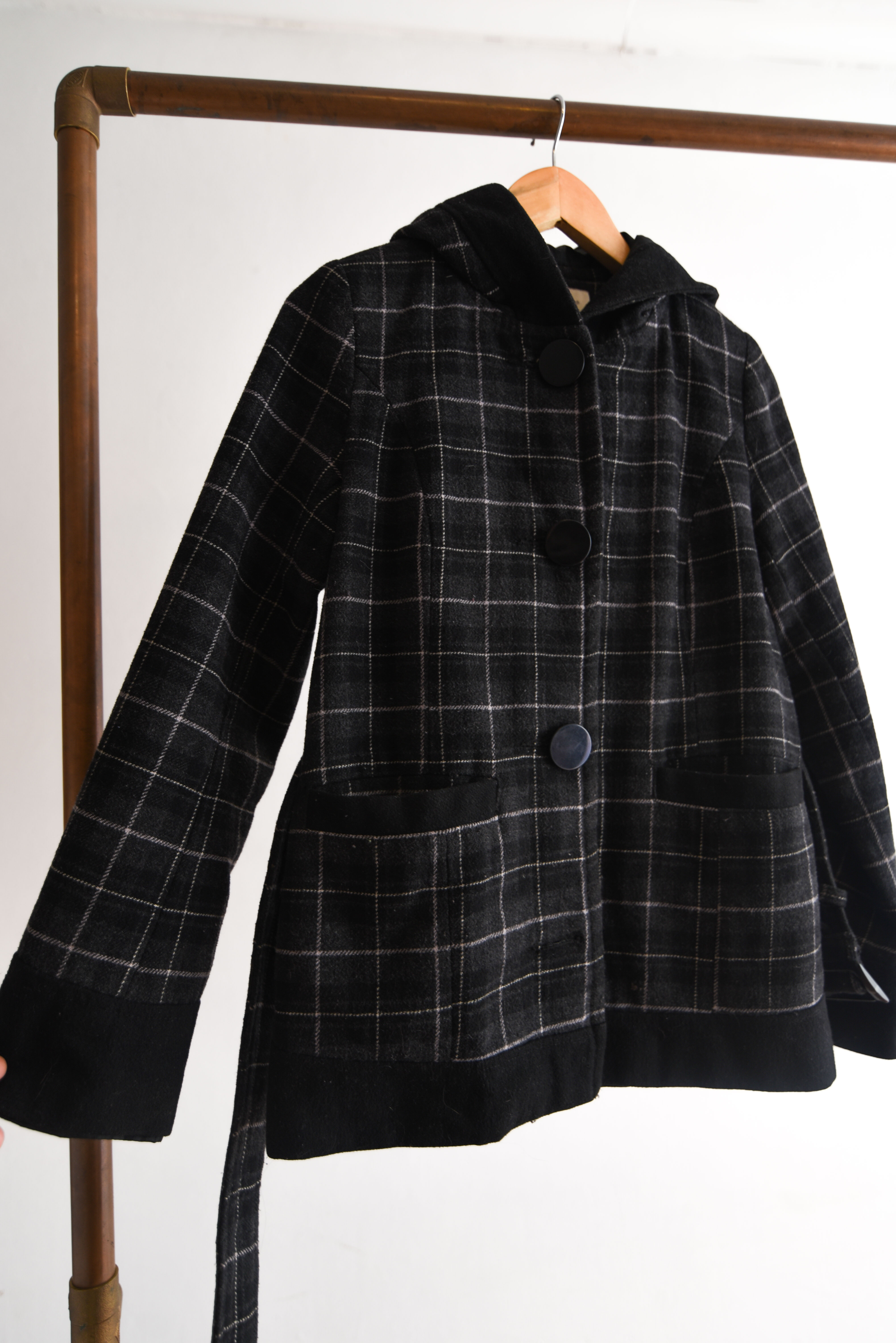 Chaqueta grafito tartán capucha