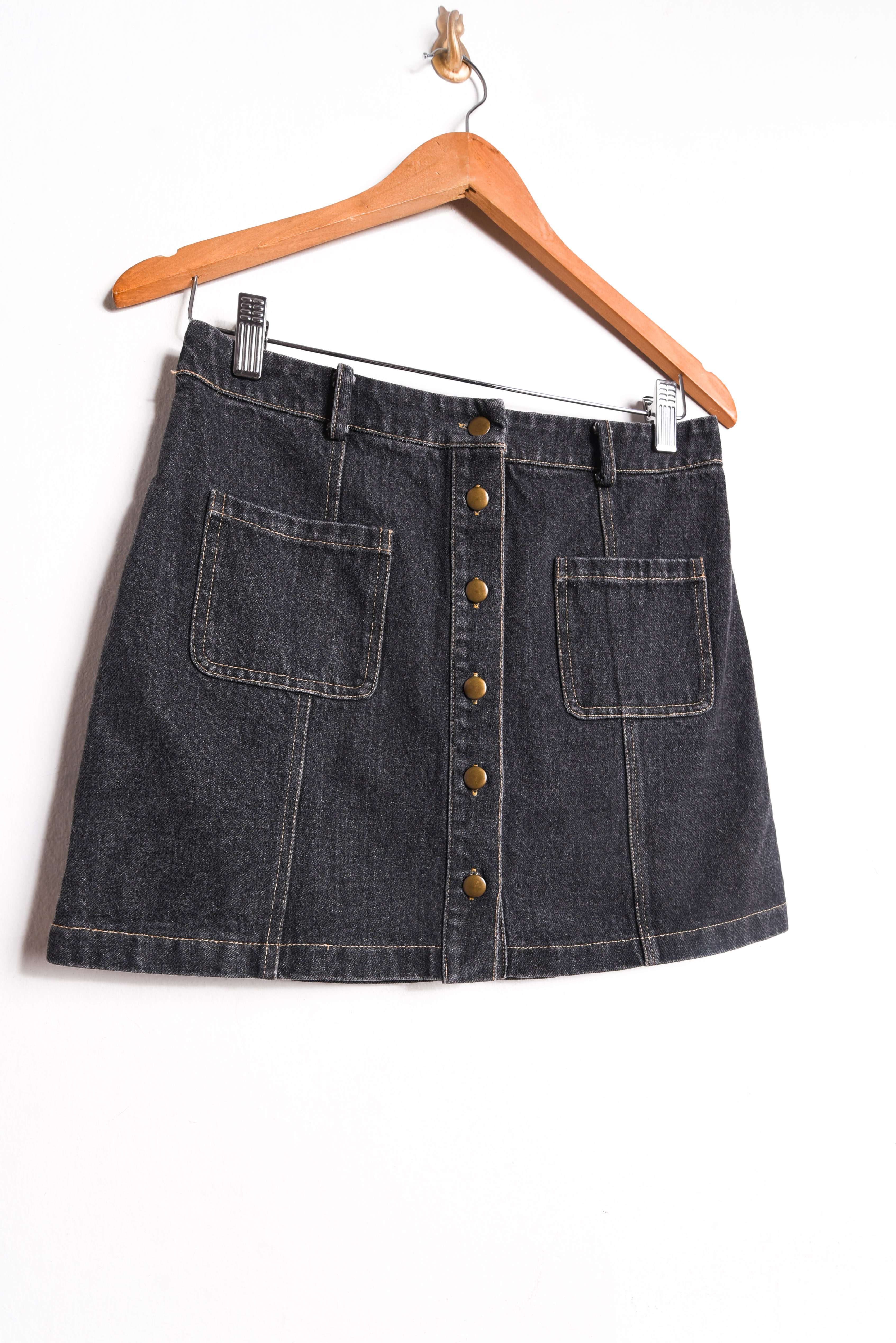 Mini falda grafito denim botones