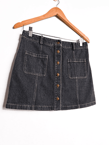 Mini falda grafito denim botones