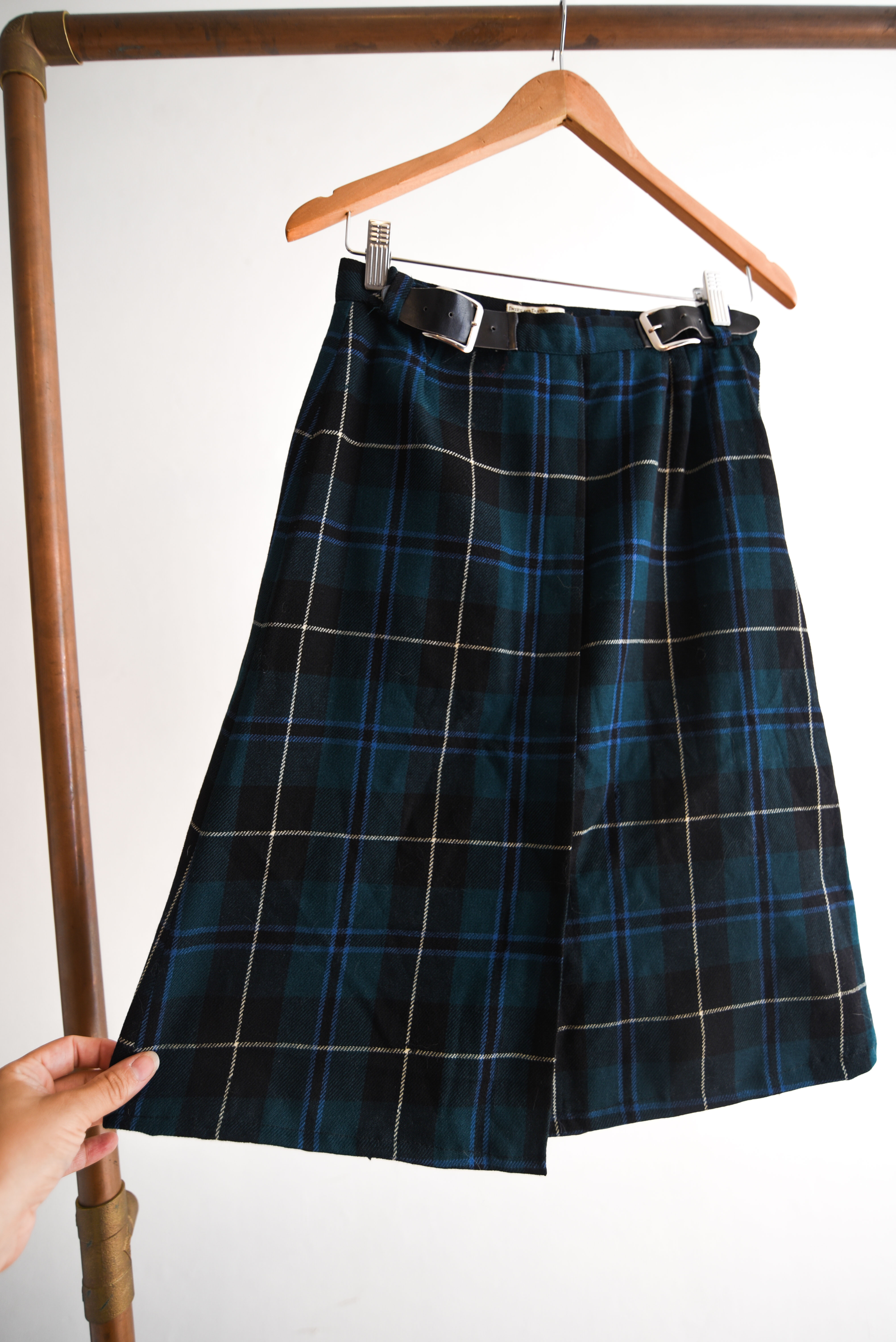 Falda midi vintage tartán