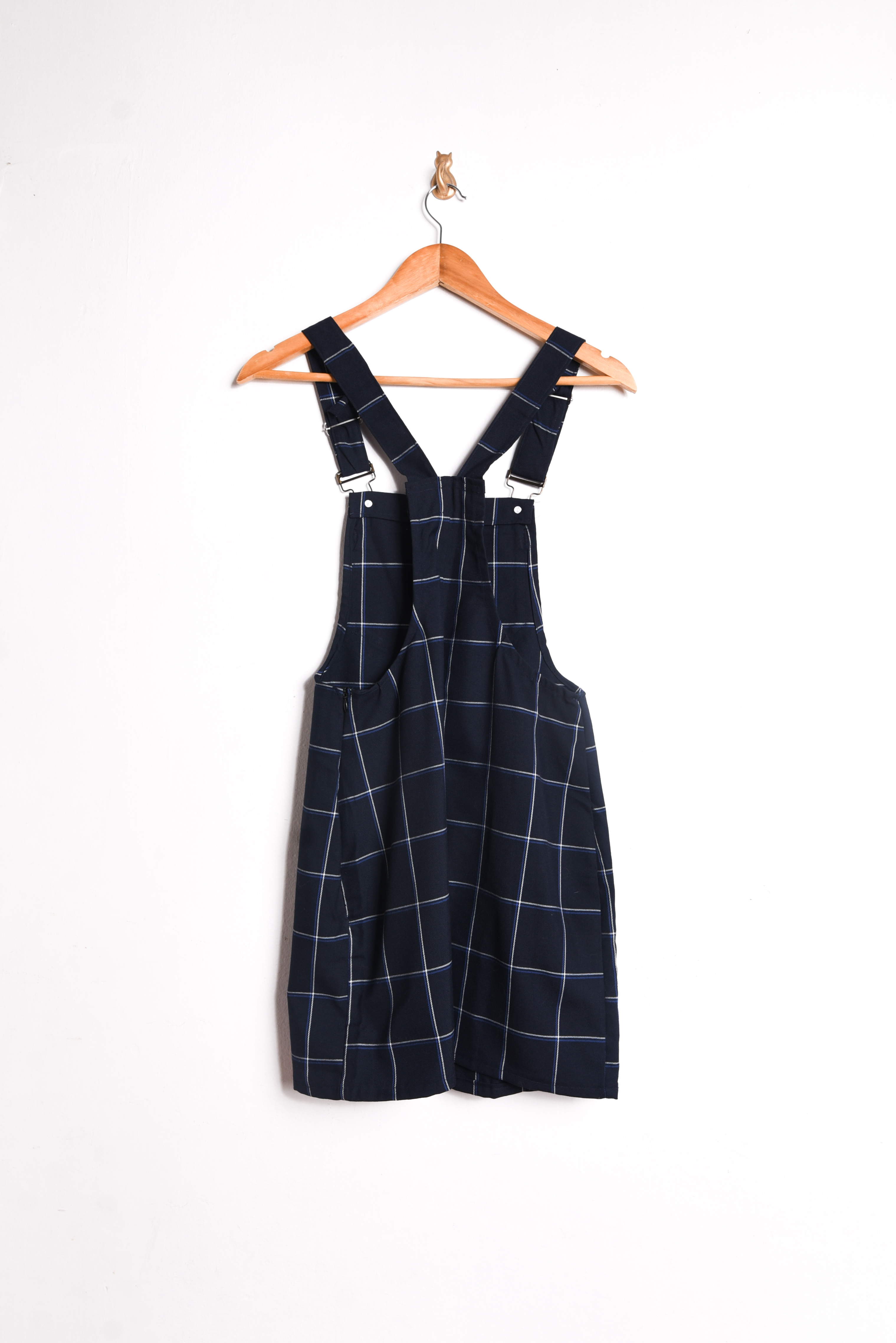 Jardinera dress navy tartán