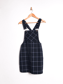 Jardinera dress navy tartán