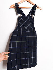 Jardinera dress navy tartán