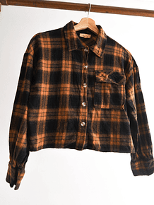 Camisa tartán café crop