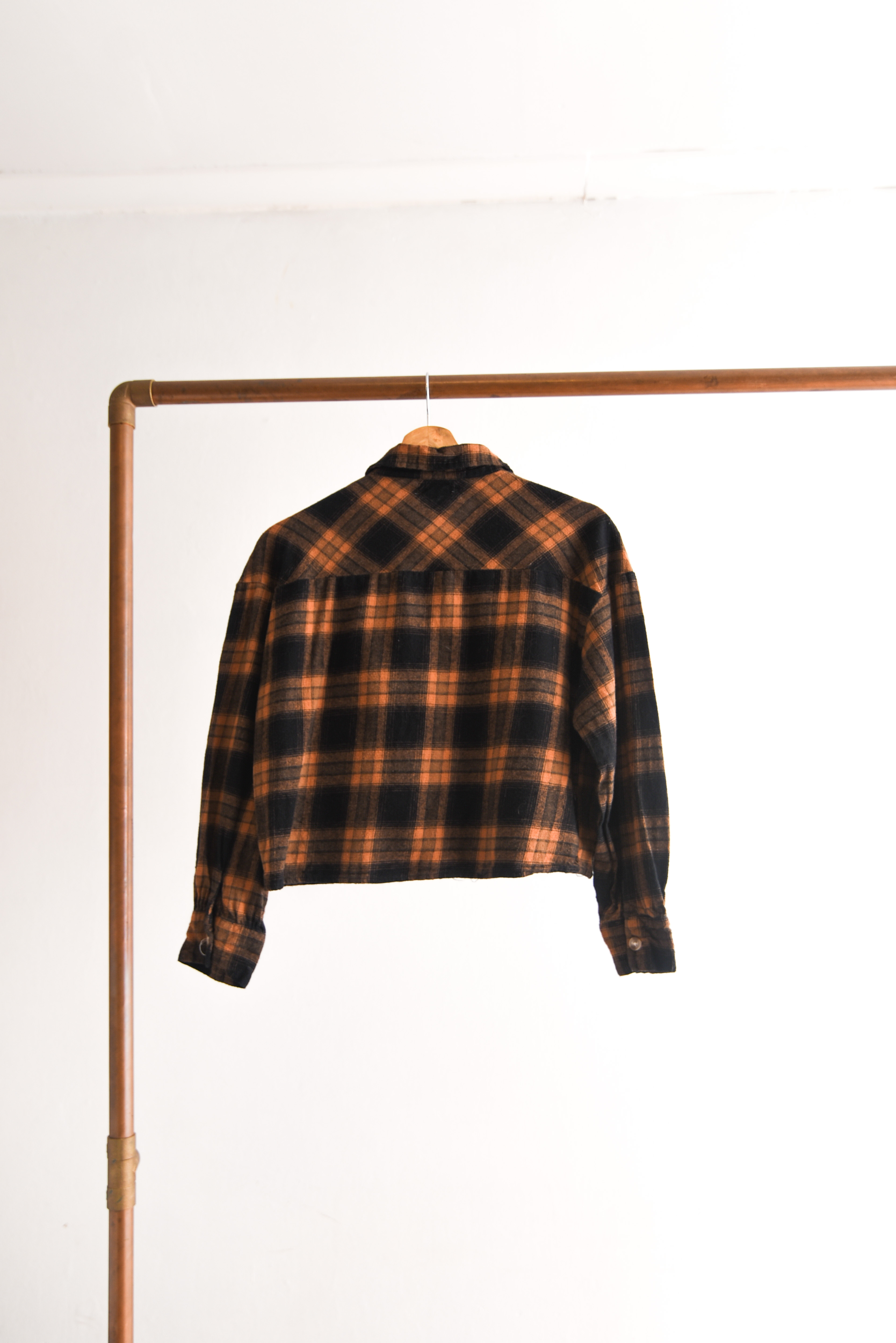 Camisa tartán café crop