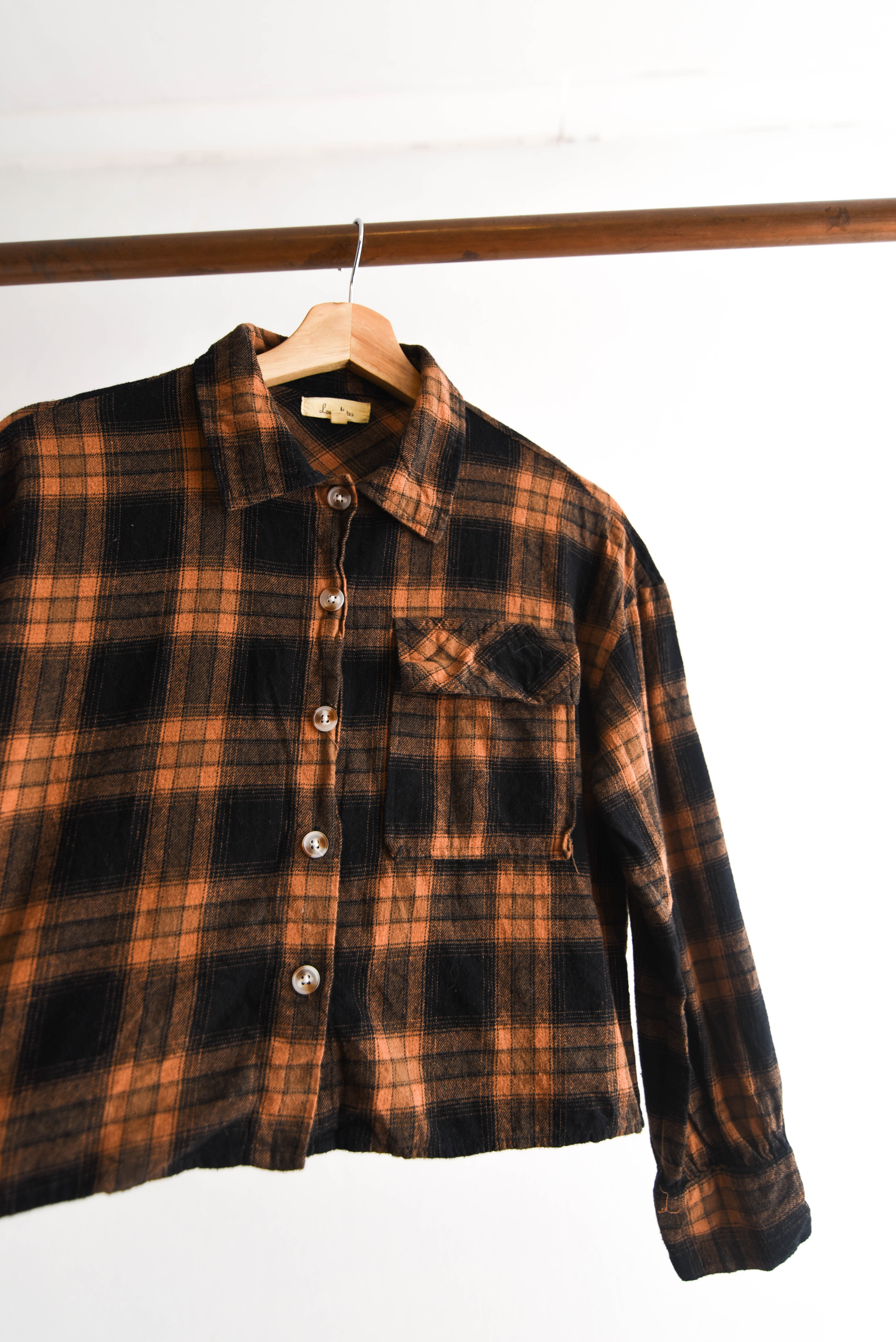 Camisa tartán café crop