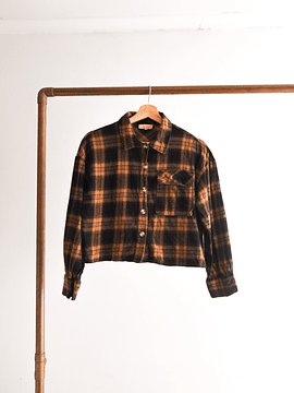 Camisa tartán café crop