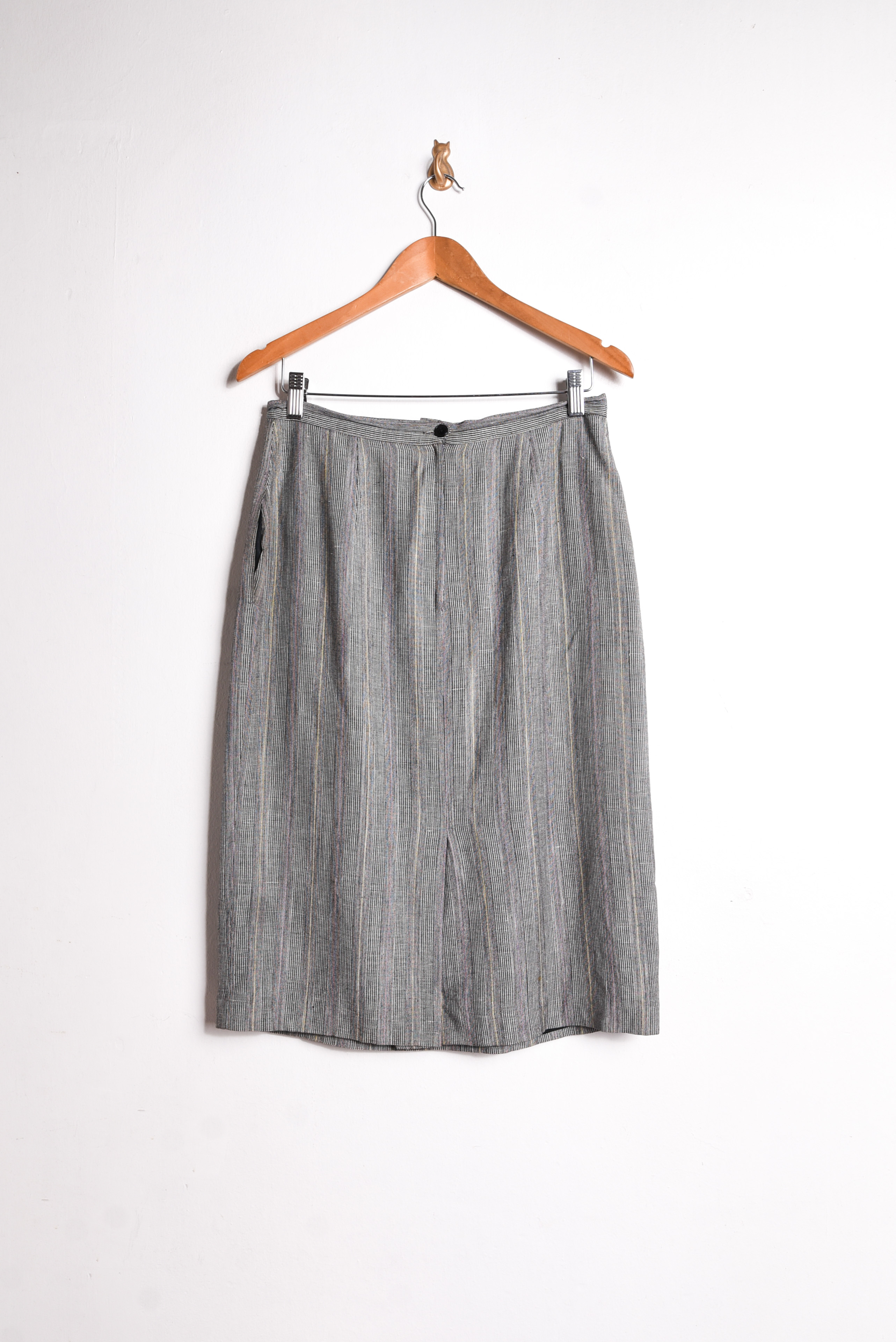 Falda gris rayada 80s