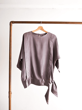 Blusa gris satín 80s