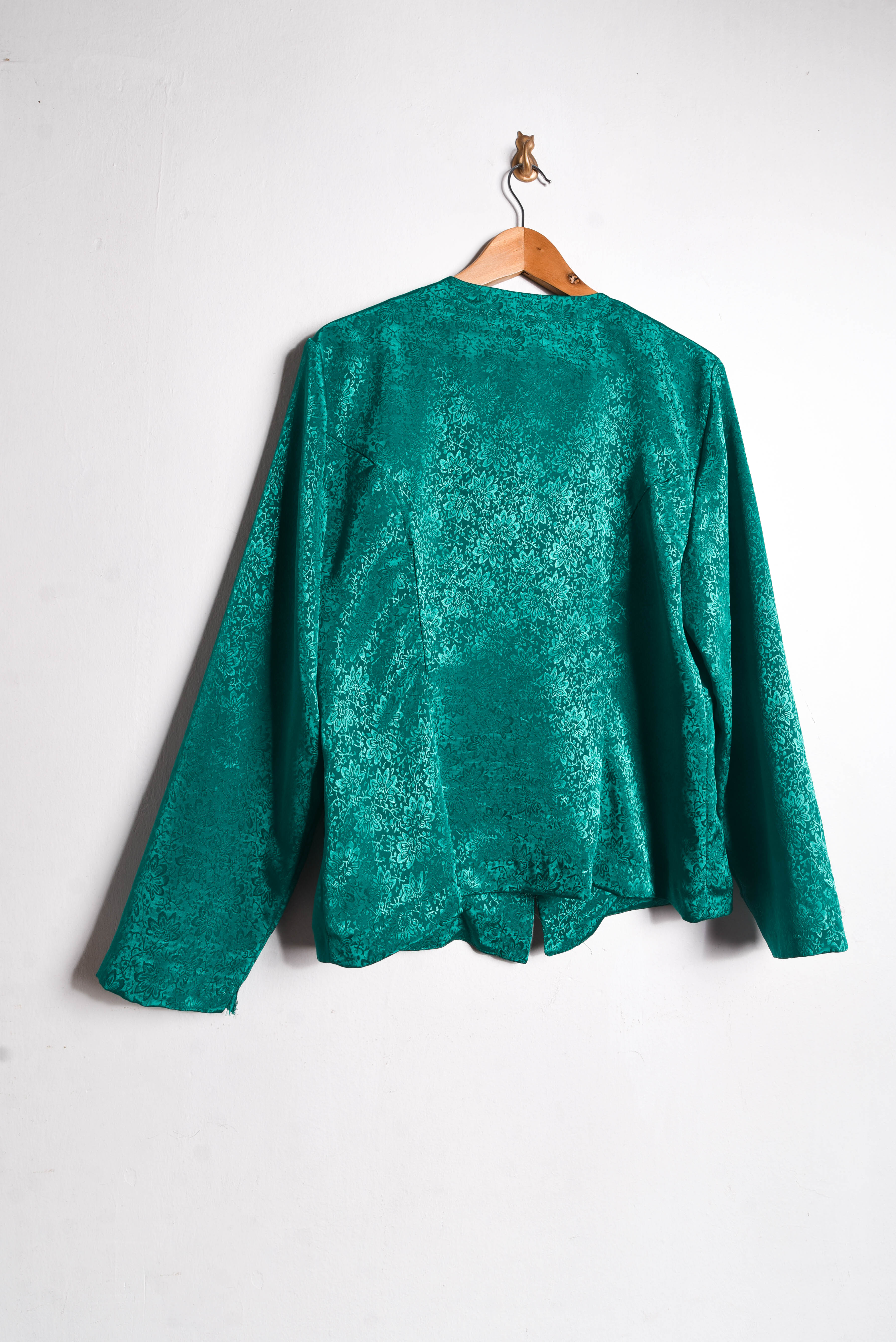 Blusa brocato verde jade 80s