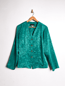 Blusa brocato verde jade 80s