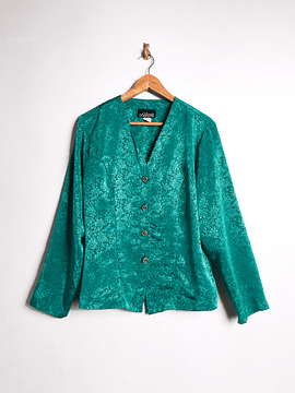 Blusa brocato verde jade 80s
