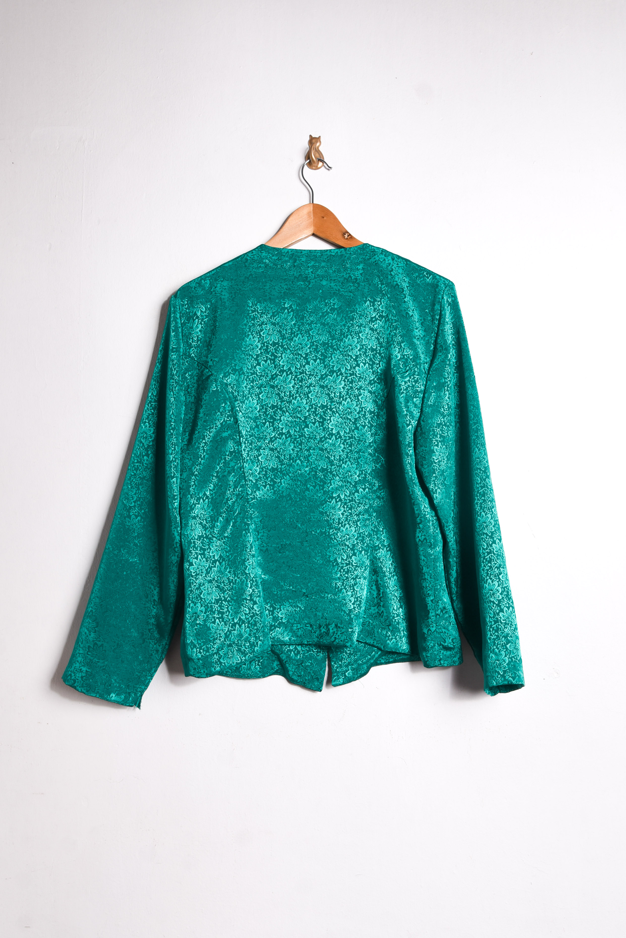 Blusa brocato verde jade 80s