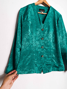 Blusa brocato verde jade 80s