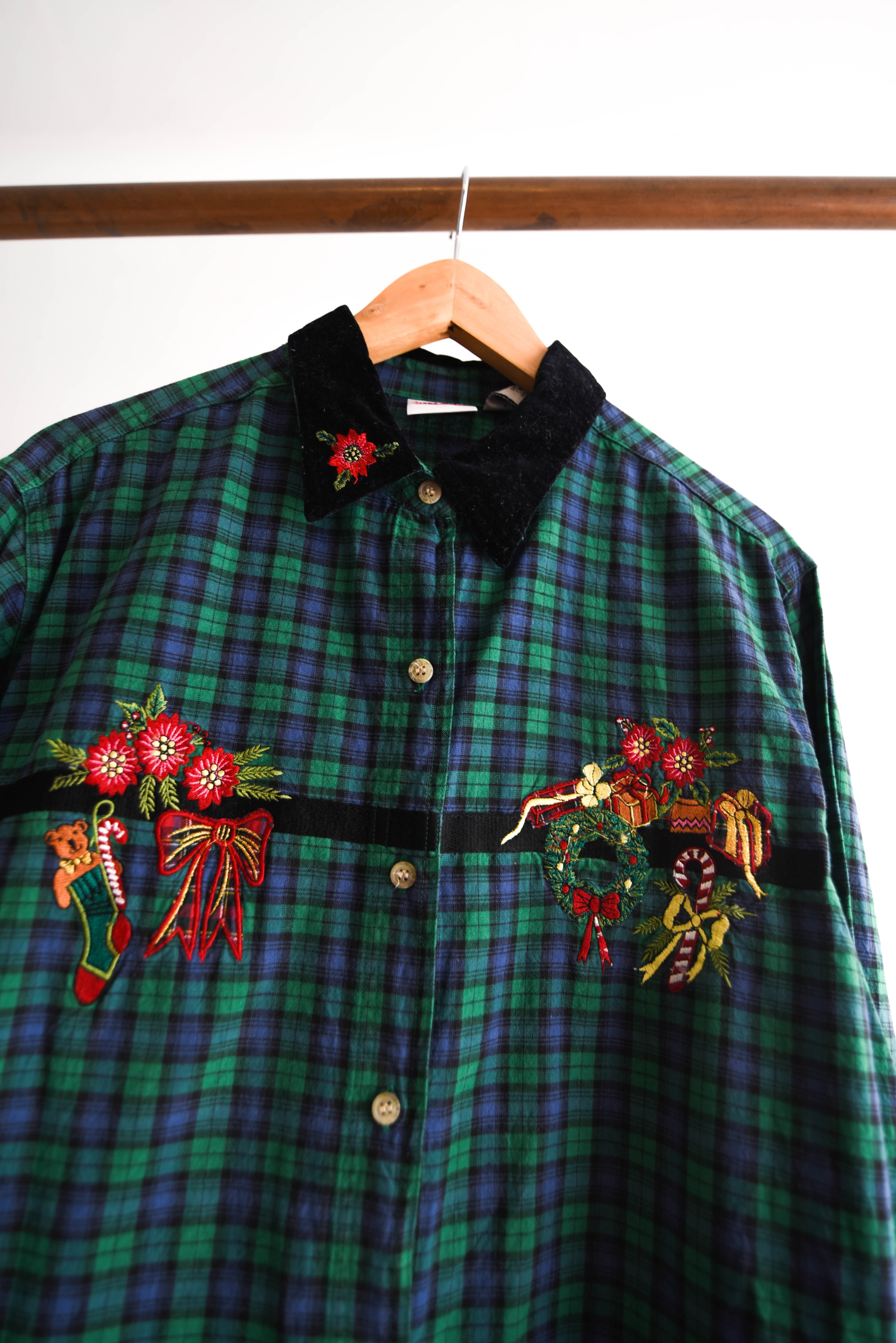 Camisa green tartán velvet