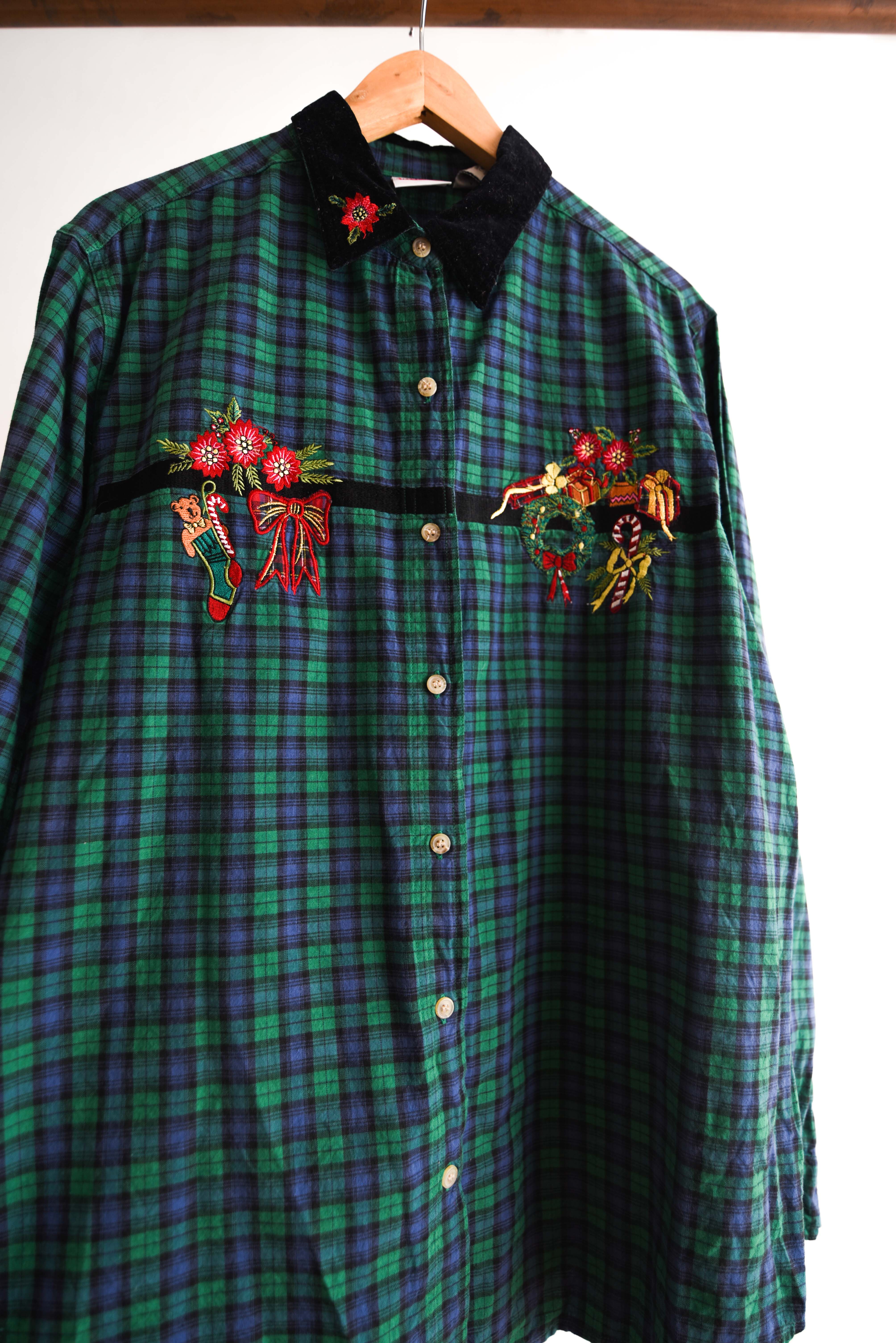 Camisa green tartán velvet