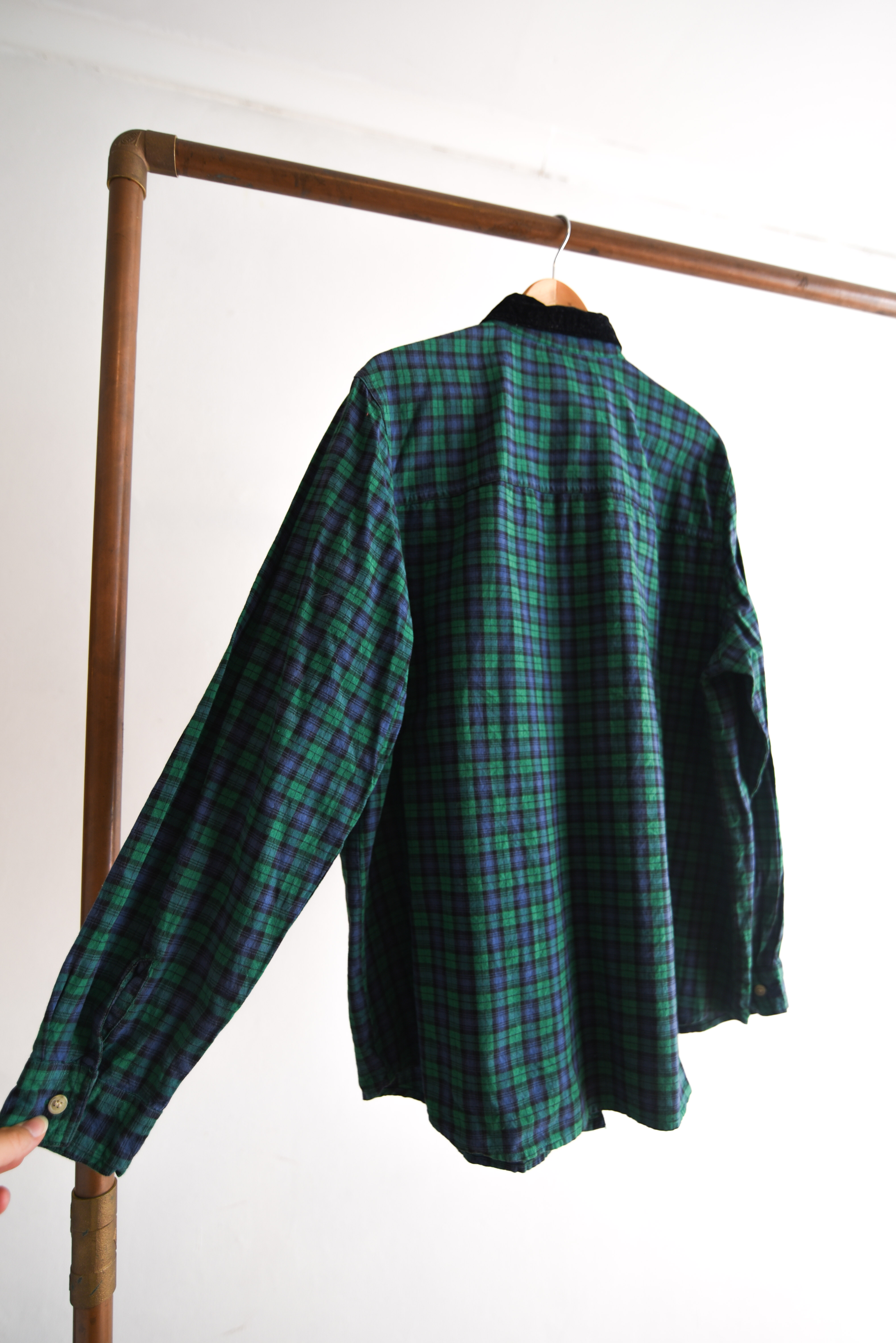 Camisa green tartán velvet