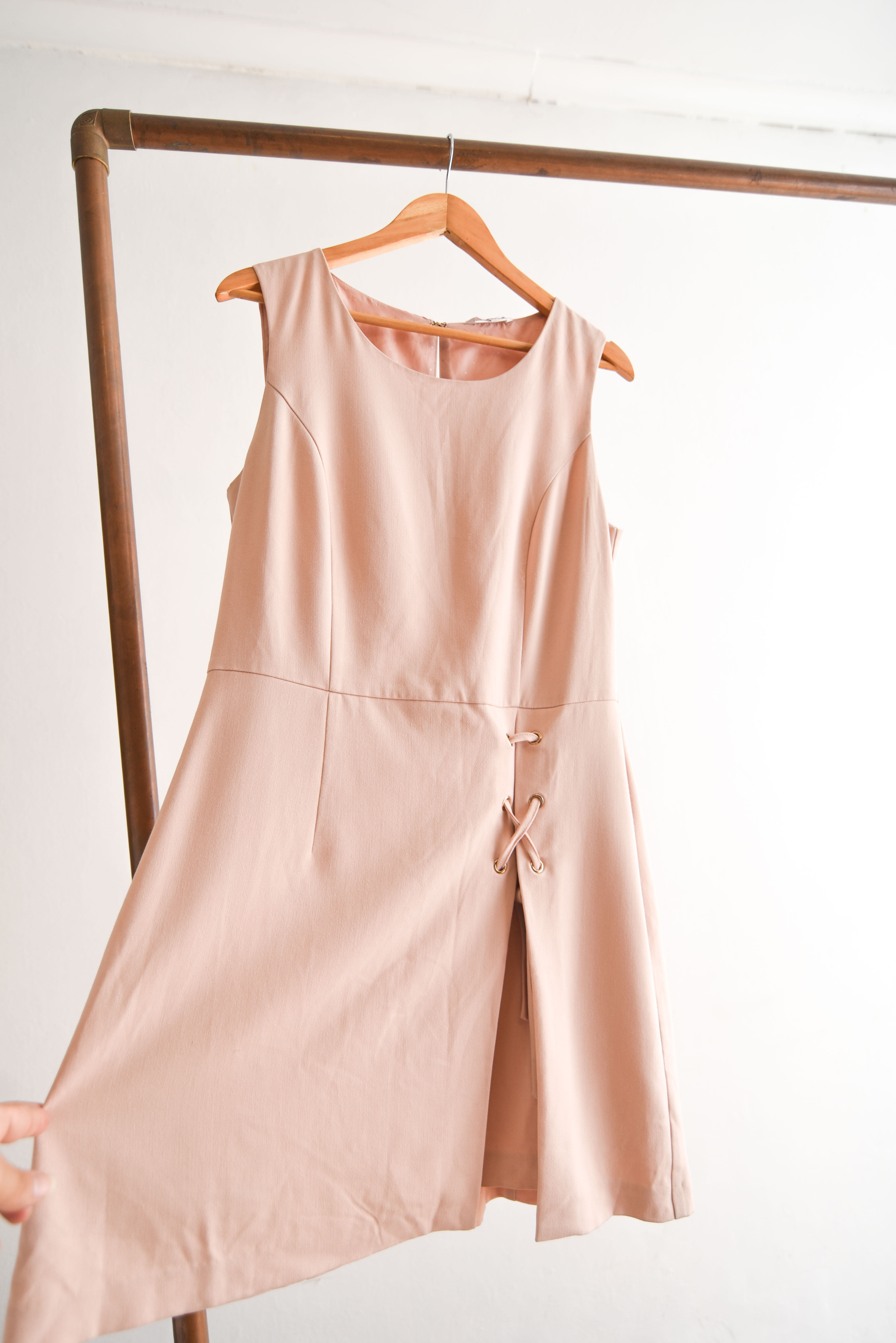 Vestido rosa palo lace up