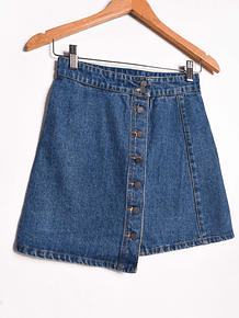 Falda denim botones asimétrica