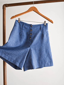 Short tiro alto azulino