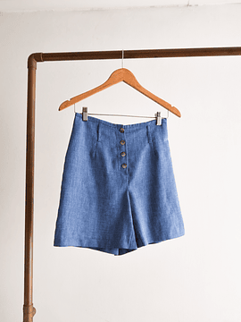 Short tiro alto azulino