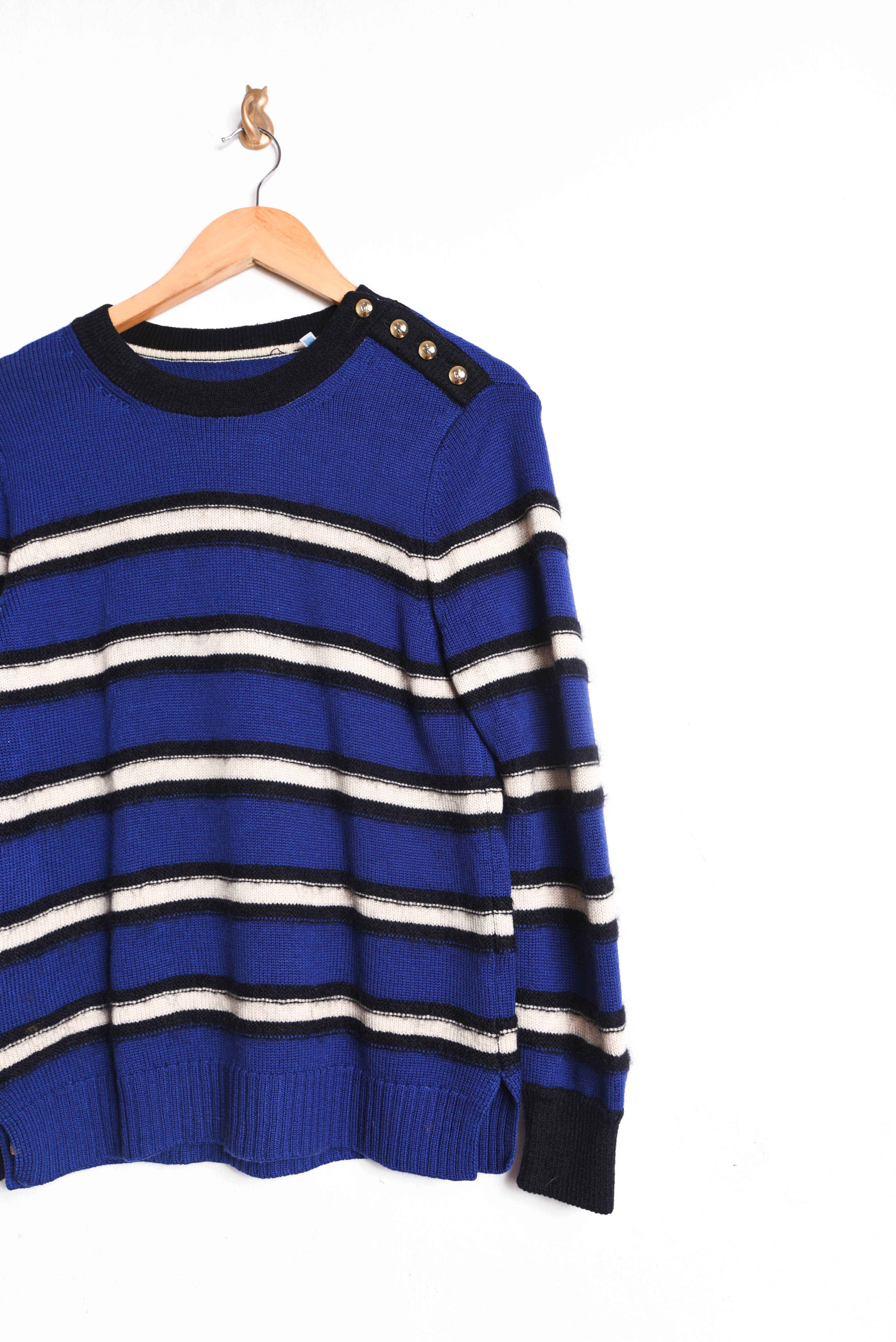 Chaleco azul lana y mohair