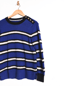 Chaleco azul lana y mohair