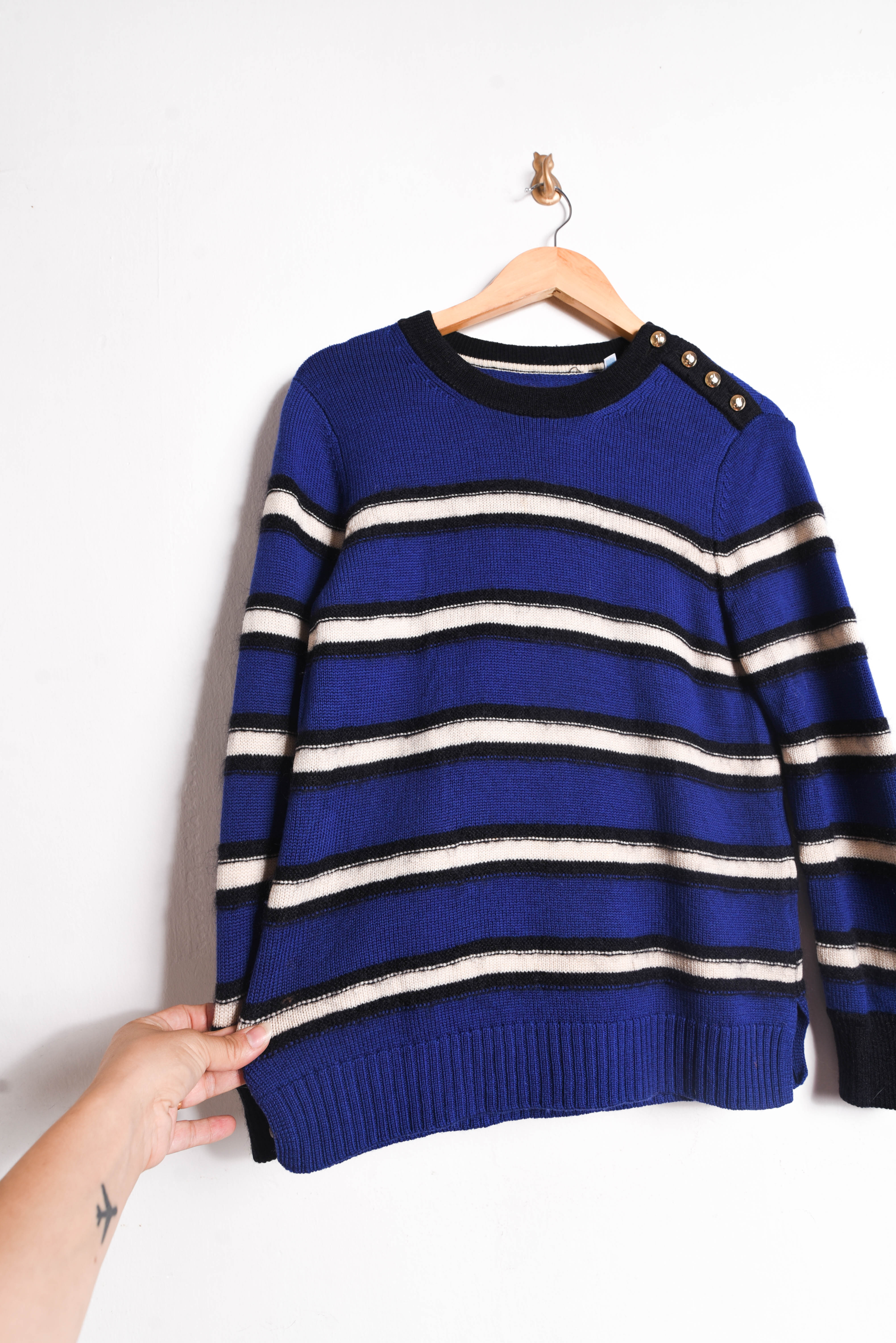 Chaleco azul lana y mohair