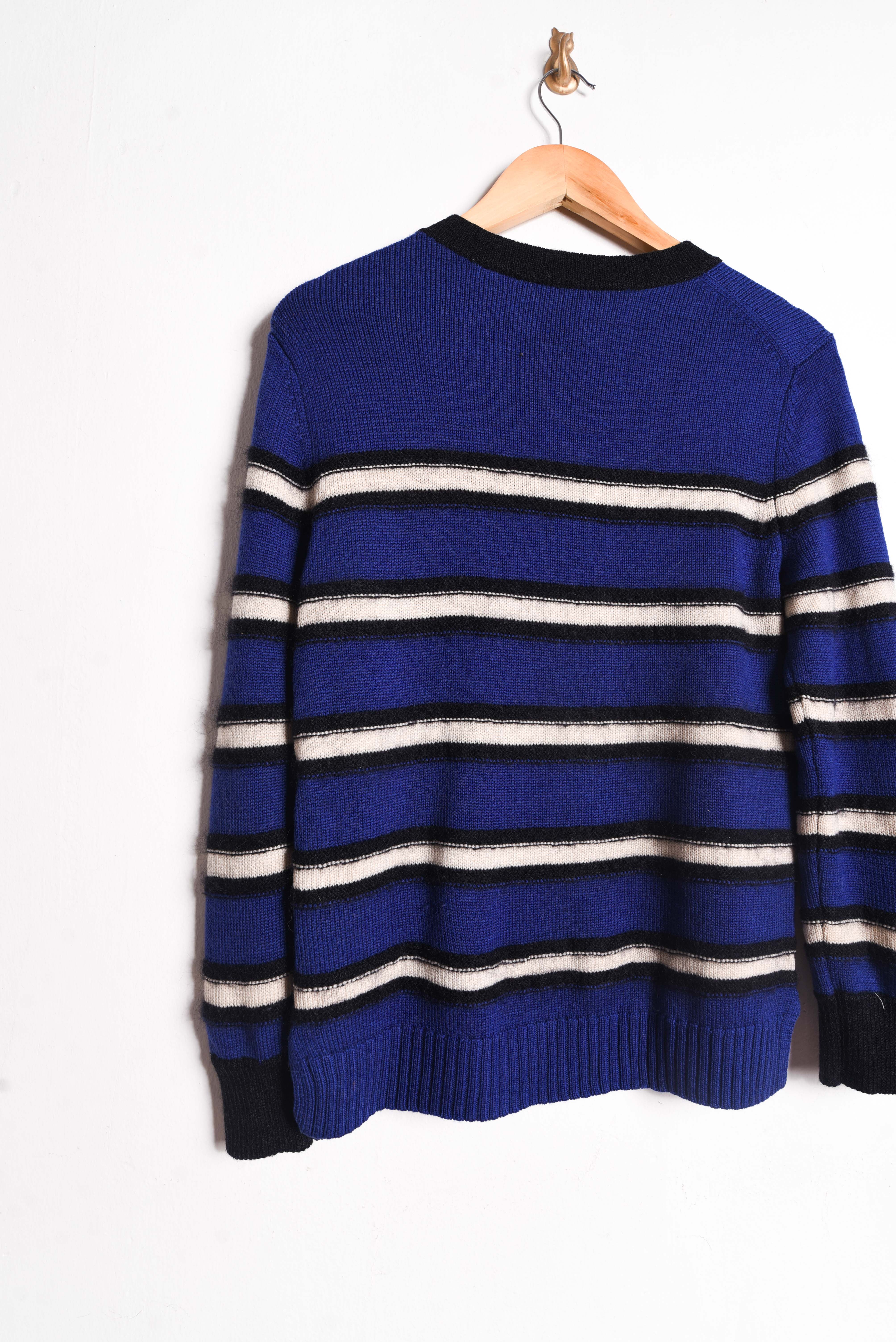 Chaleco azul lana y mohair