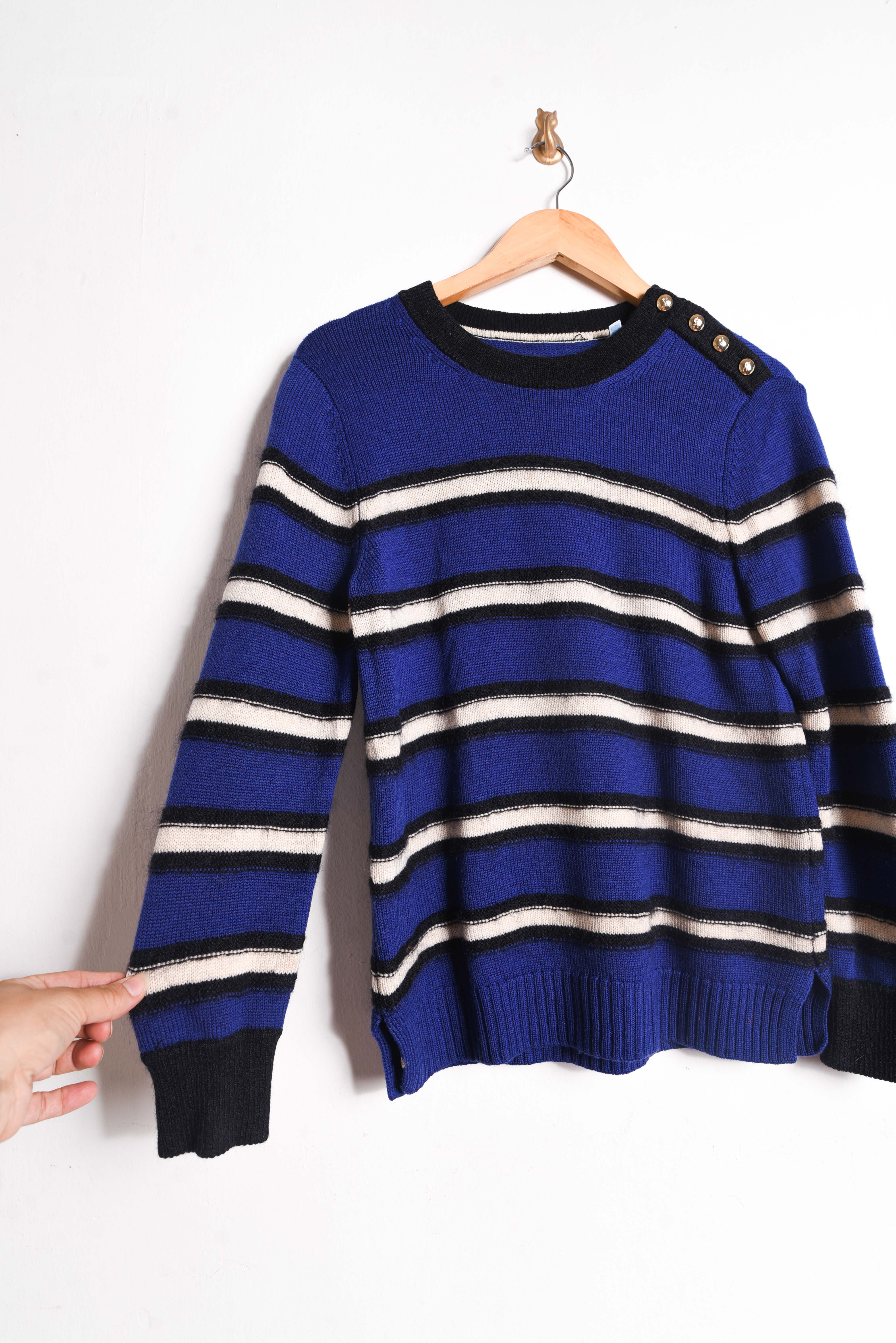 Chaleco azul lana y mohair