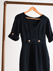 Vestido azul navy lana vintage