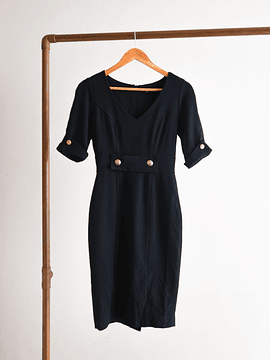 Vestido azul navy lana vintage