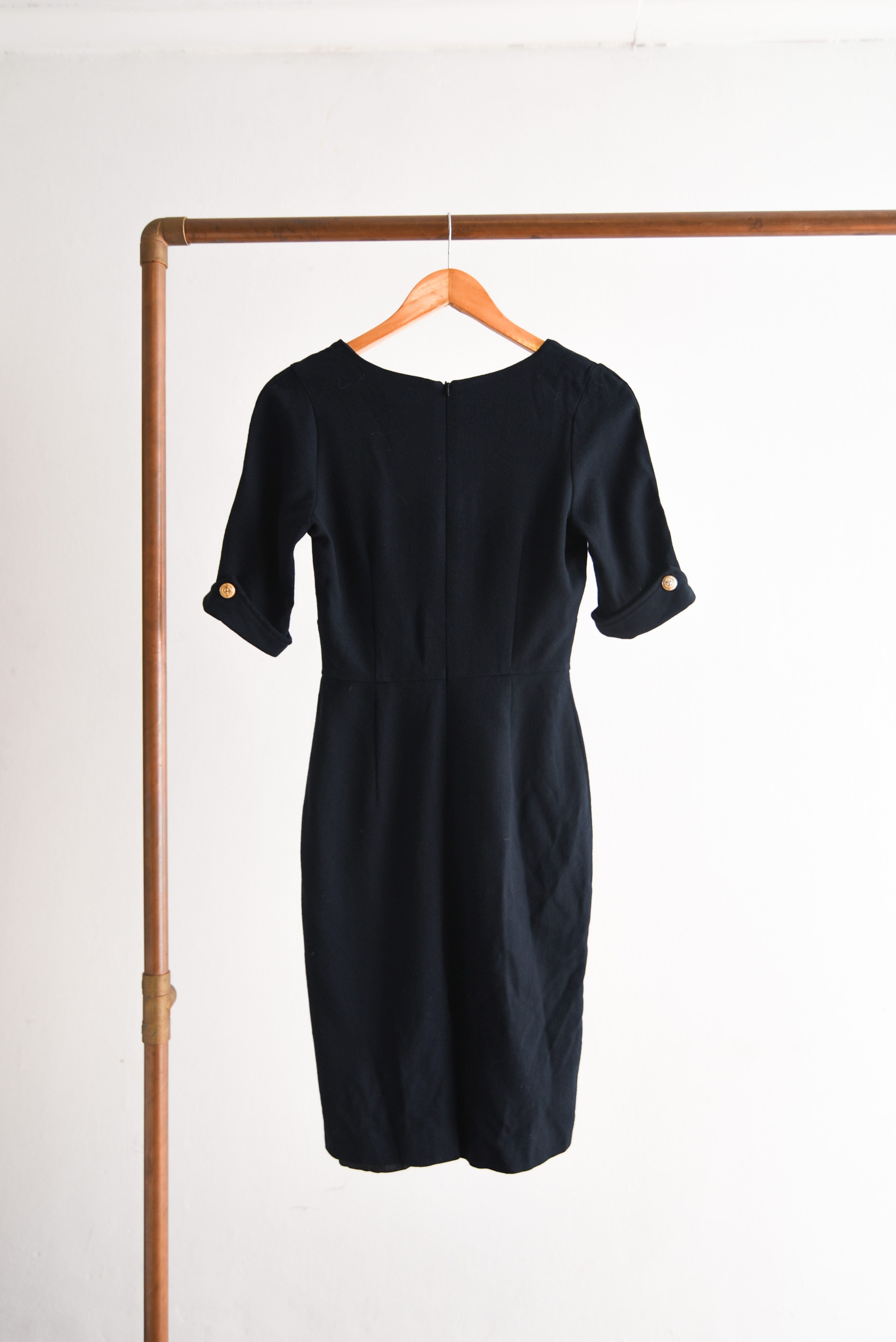 Vestido azul navy lana vintage