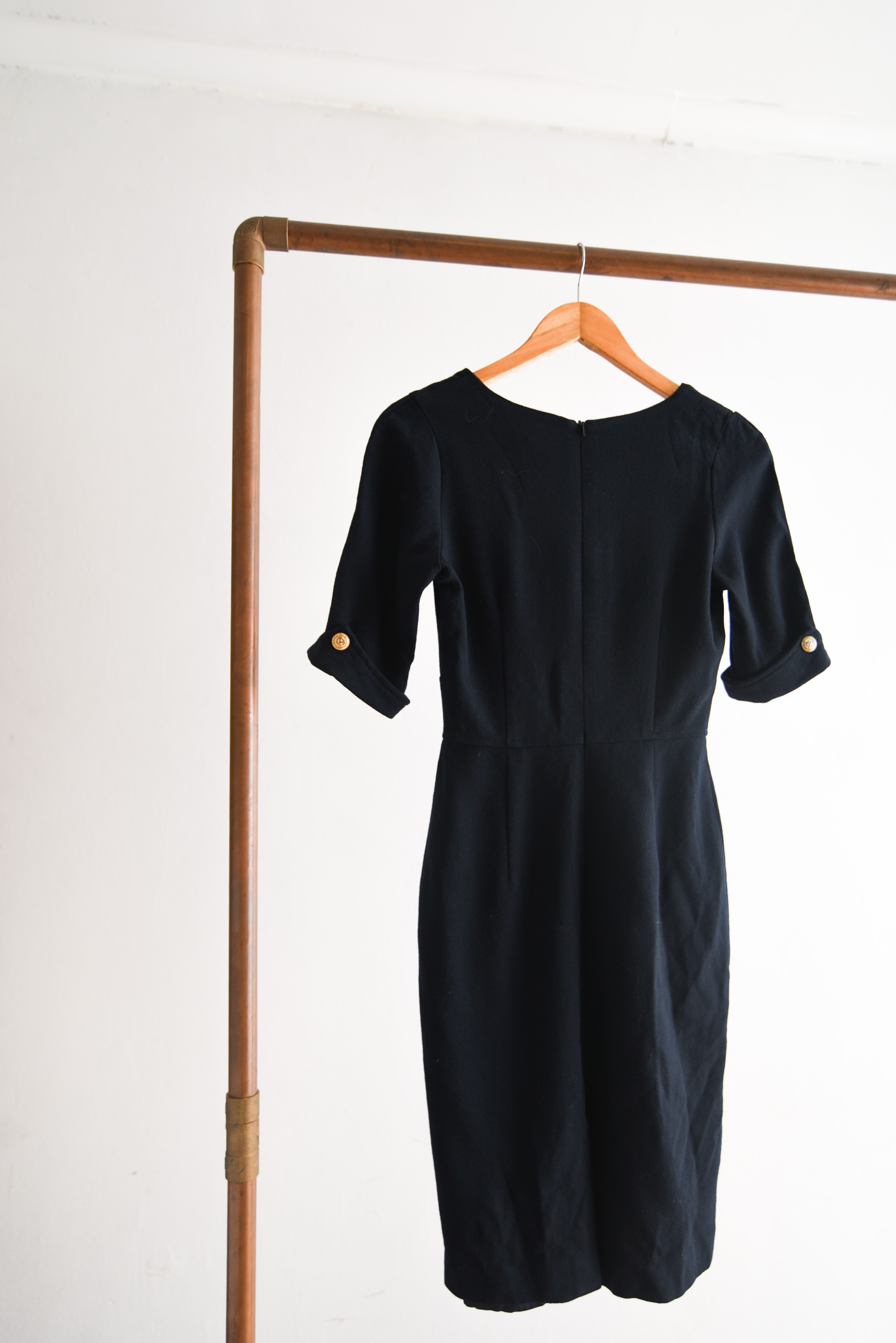 Vestido azul navy lana vintage