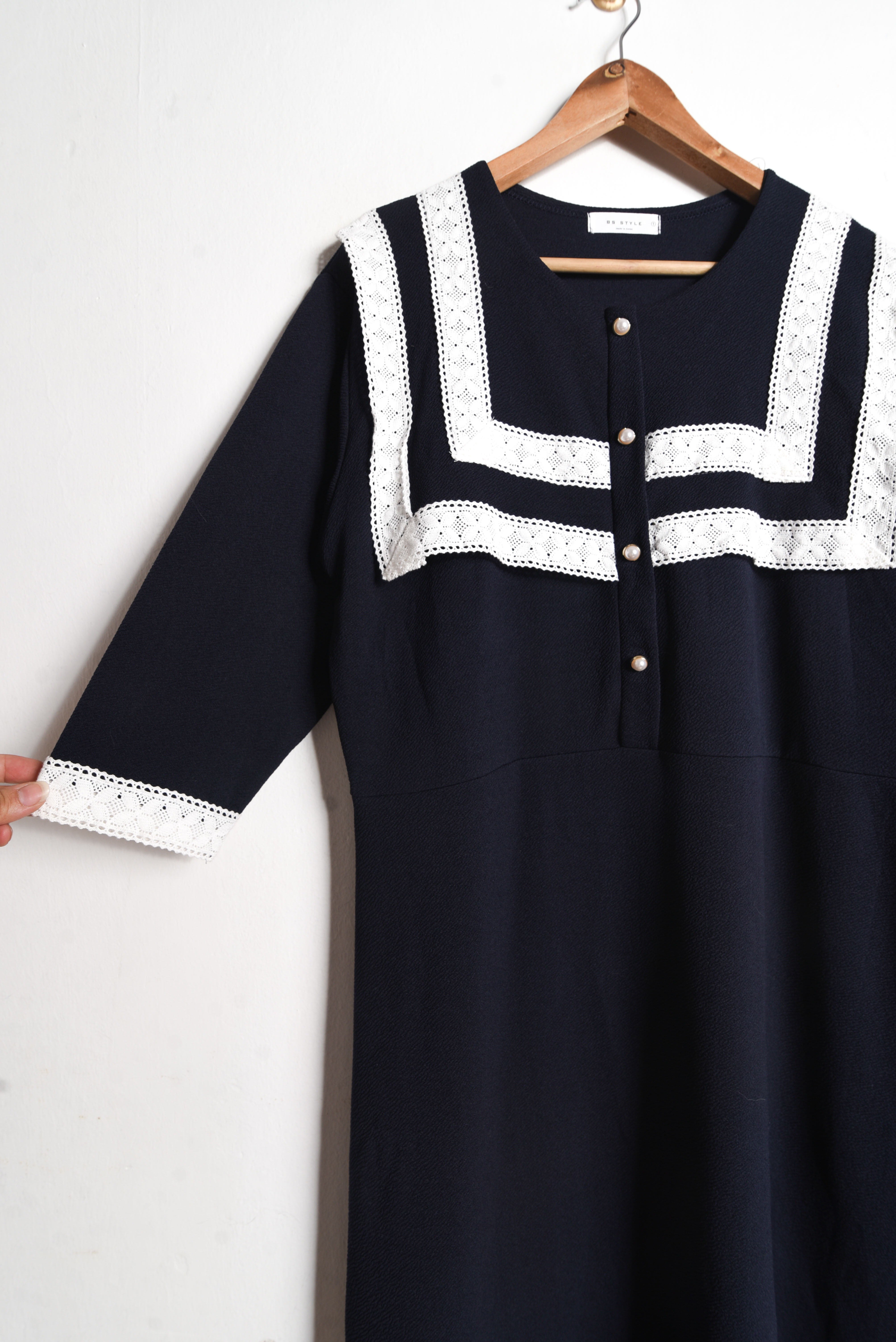 Vestido azul marinero blonda