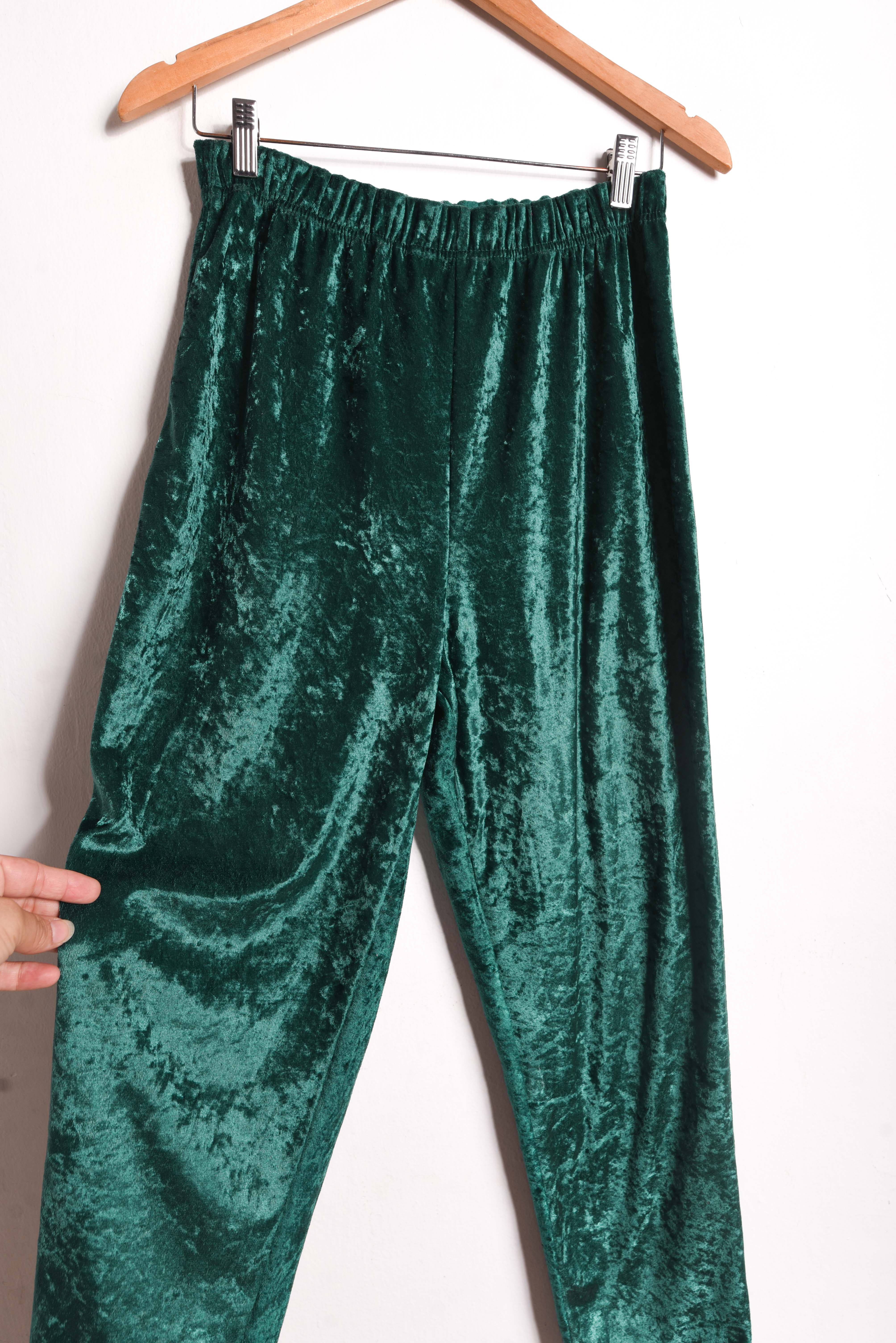 Pantalón plush verde botella vintage