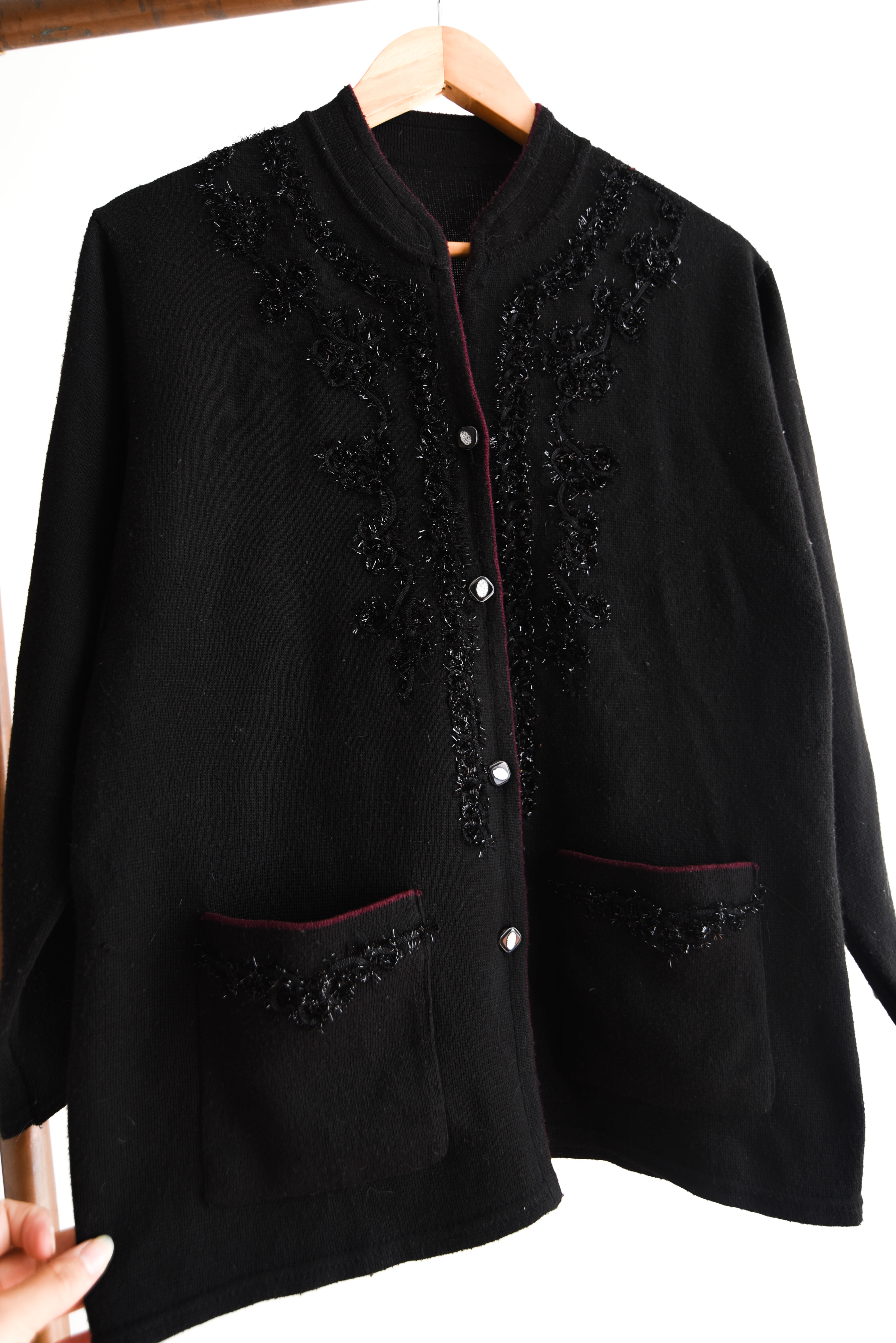 Cardigan negro vintage brillos