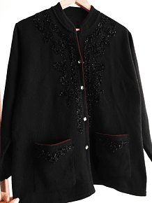 Cardigan negro vintage brillos