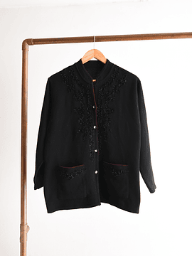 Cardigan negro vintage brillos