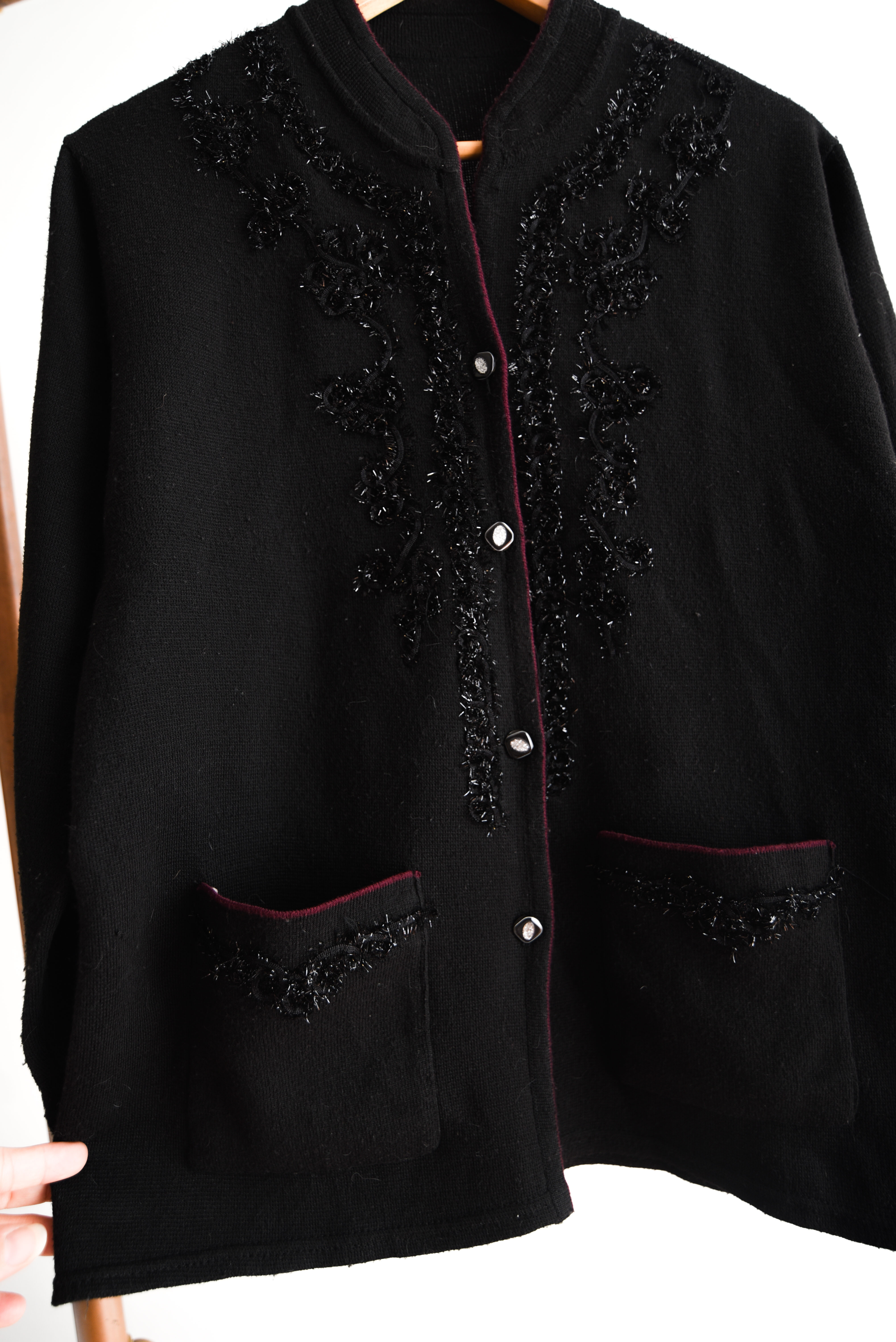 Cardigan negro vintage brillos